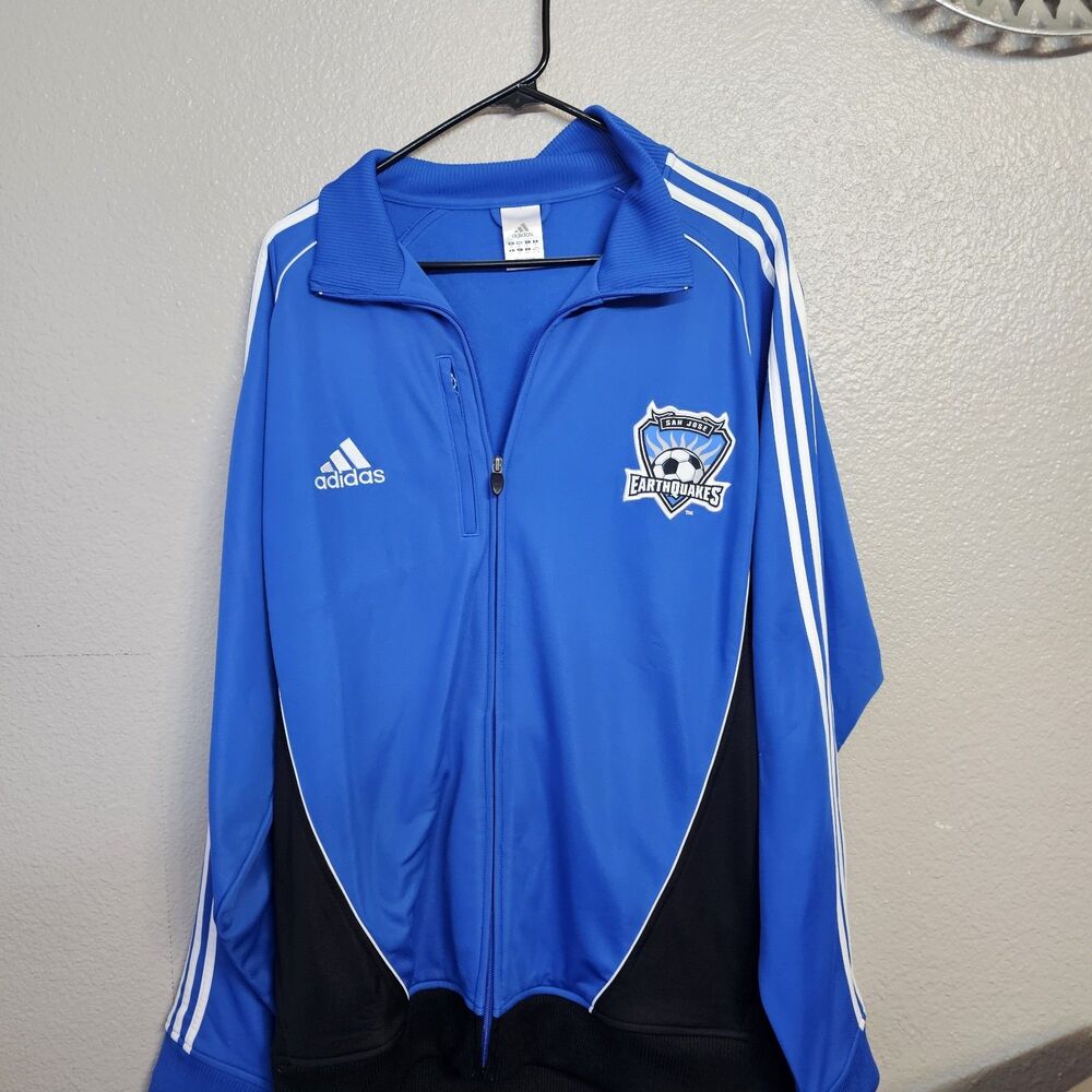 Adidas San Jose Earthquakes Track Jacket Men's XL Blue Black MLS Soccer Zip O182